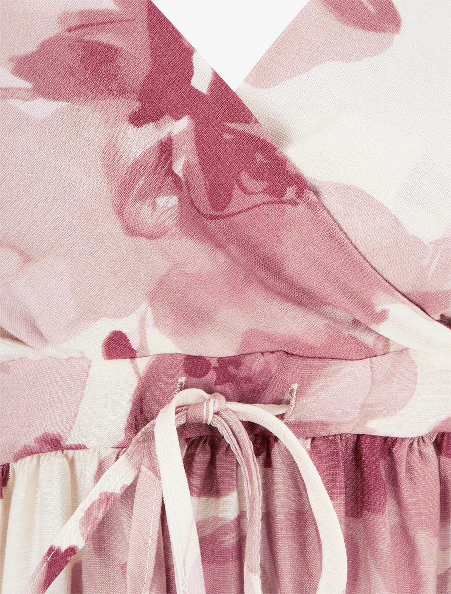 Robe mi-longue imprimé floral - Vieux rose - Image 3