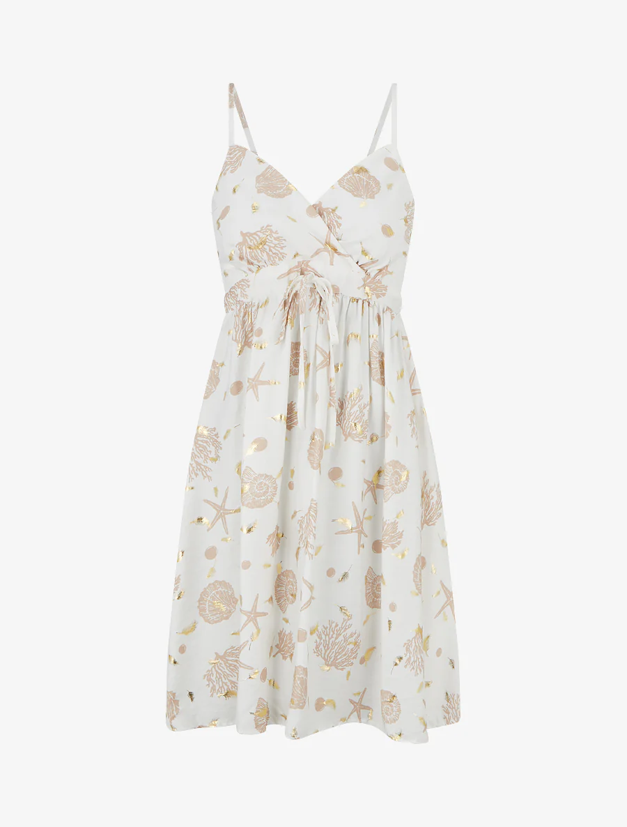 Robe mi-longue imprimé motif marins - Taupe