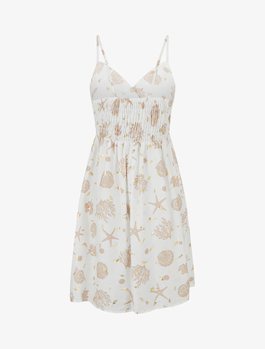 Robe mi-longue imprimé motif marins - Taupe - Image 2