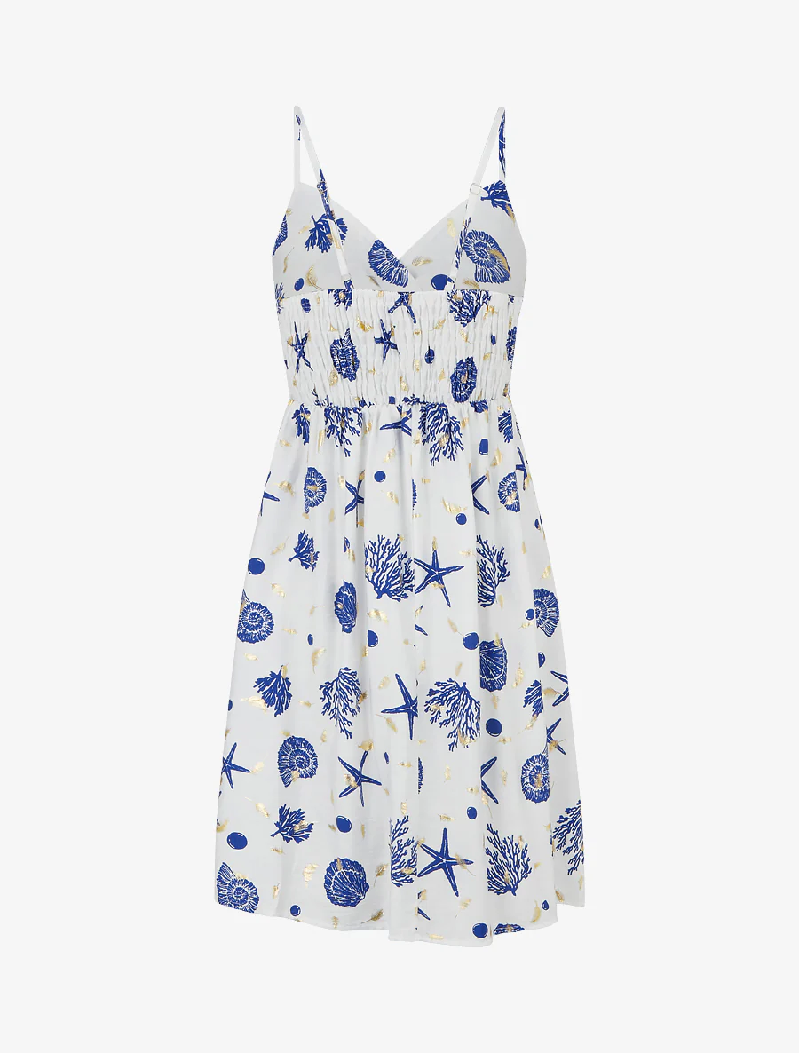 Robe mi-longue imprimé motif marins - Bleu roi - Image 2