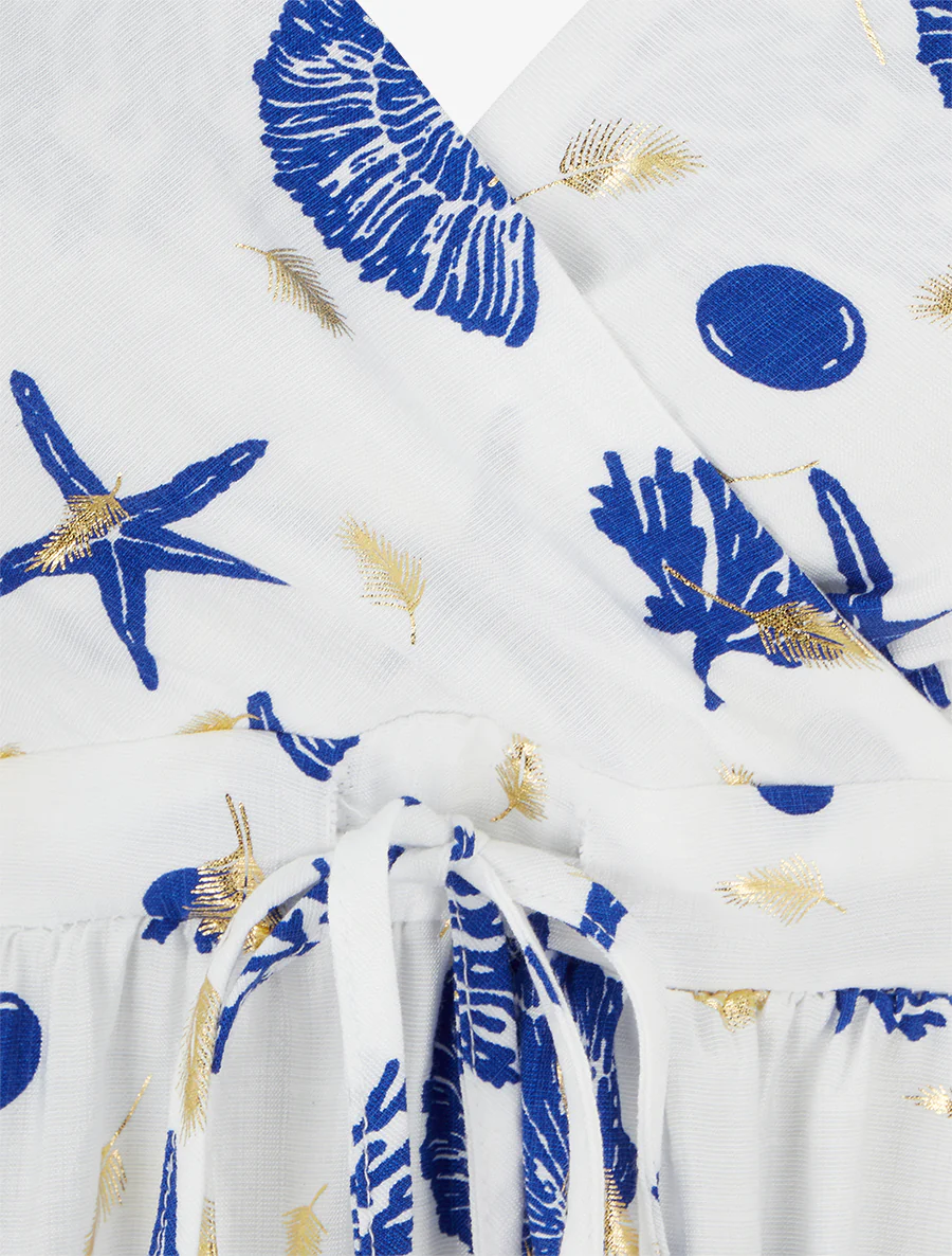 Robe mi-longue imprimé motif marins - Bleu roi - Image 3