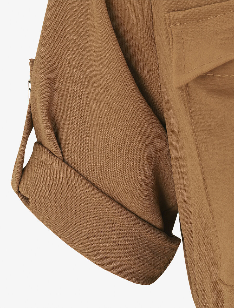 Robe mi-longue unie boutonnée - Camel - Image 3