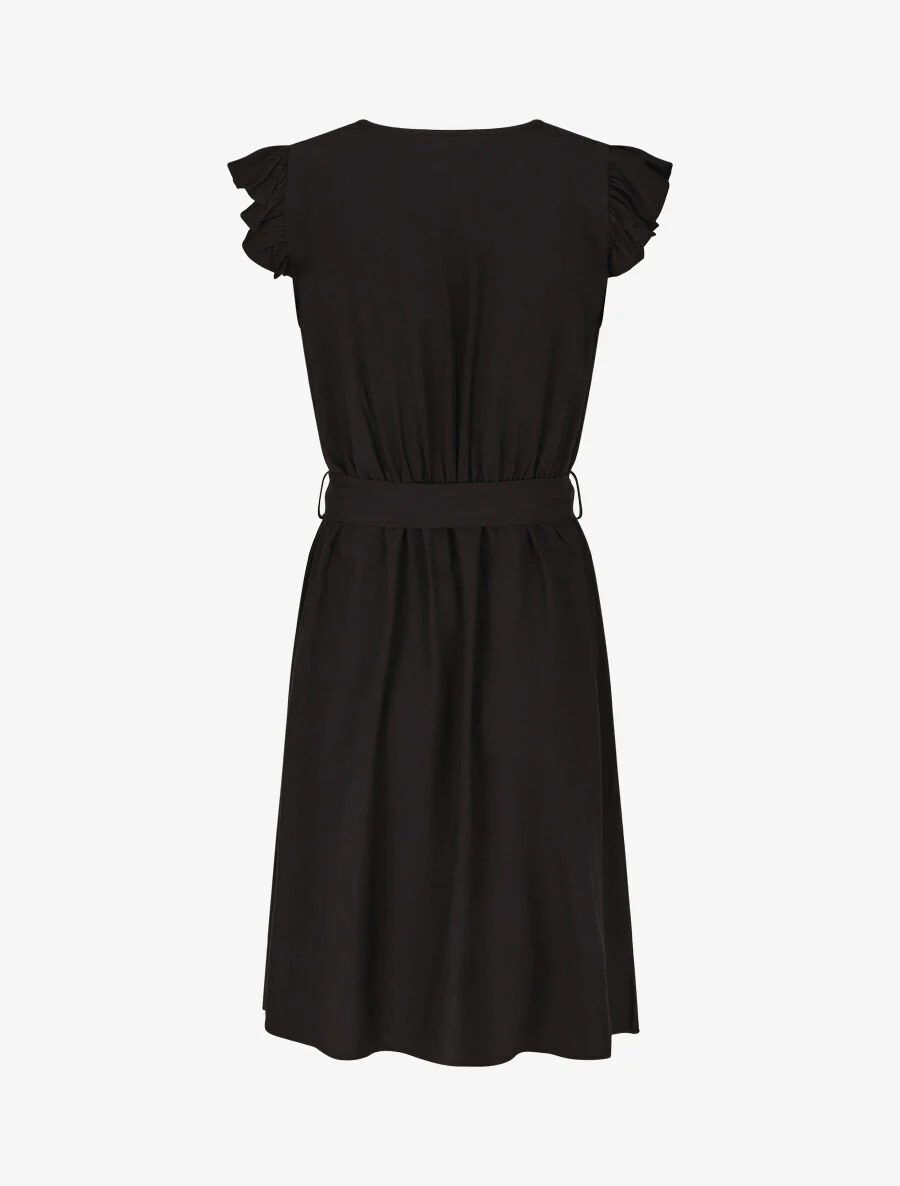 Robe mi-longue unie - Noir - Image 2