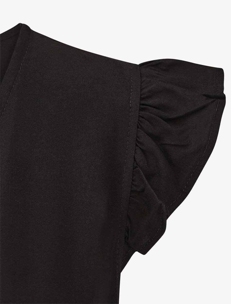 Robe mi-longue unie - Noir - Image 3