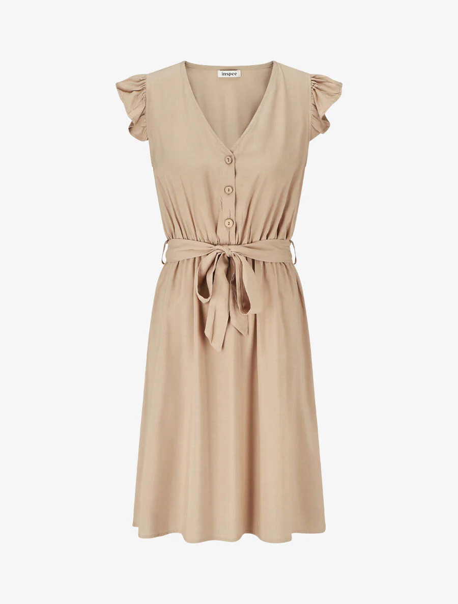 Robe mi-longue unie - Beige