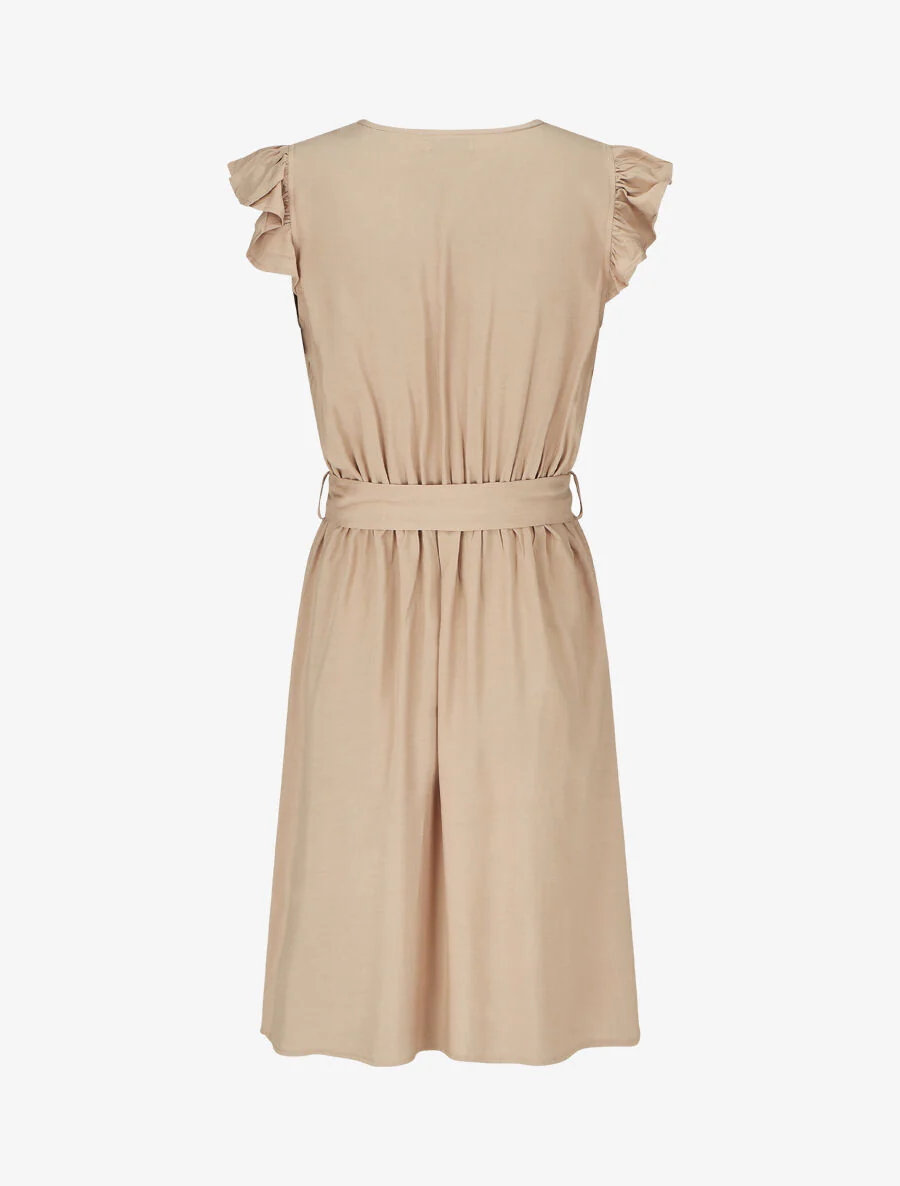 Robe mi-longue unie - Beige - Image 2