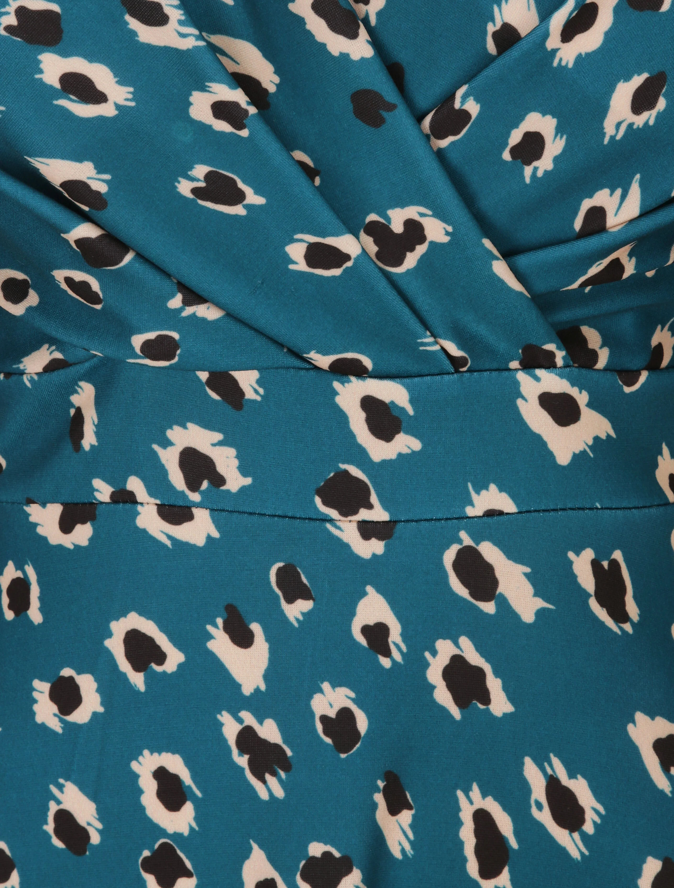 Robe midi imprimé léopard - Bleu canard - Image 3