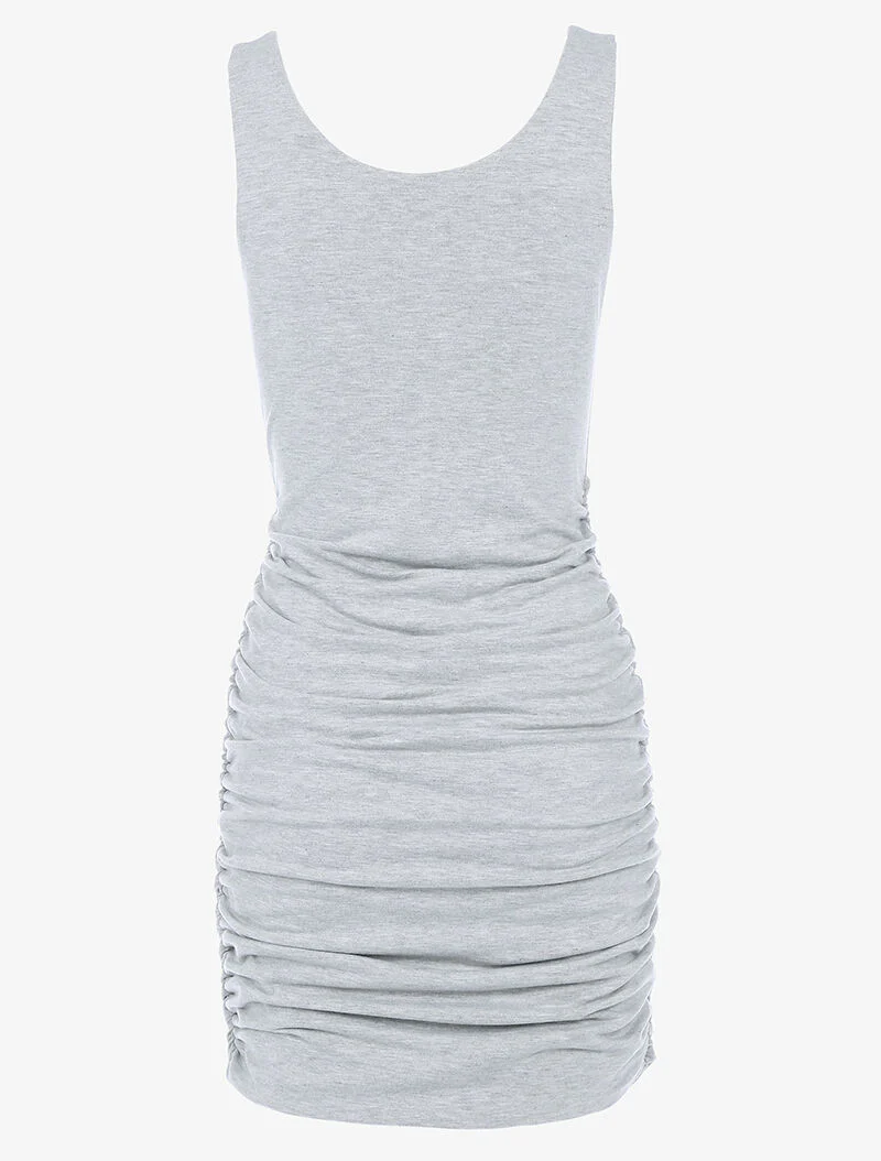 Robe moulante à côtés froncés - gris clair - Image 2