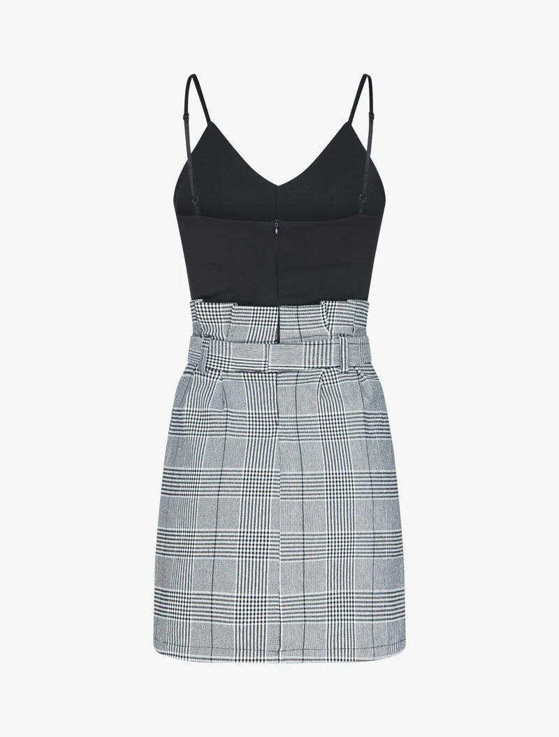 Robe moulante à imprimé tartan - Noir - Image 2