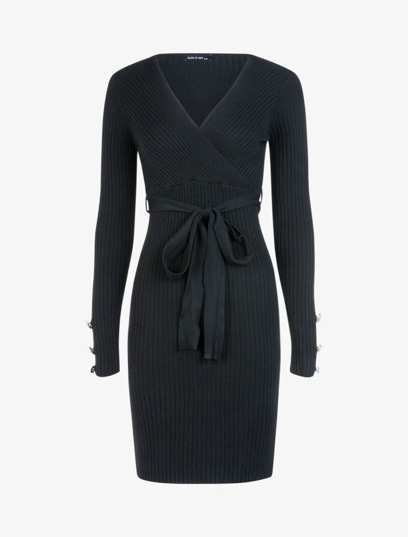 Robe moulante ceinturée - noir