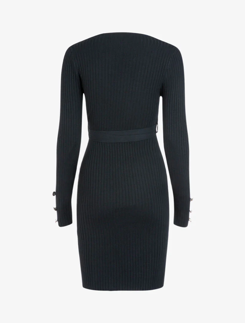 Robe moulante ceinturée - noir - Image 2