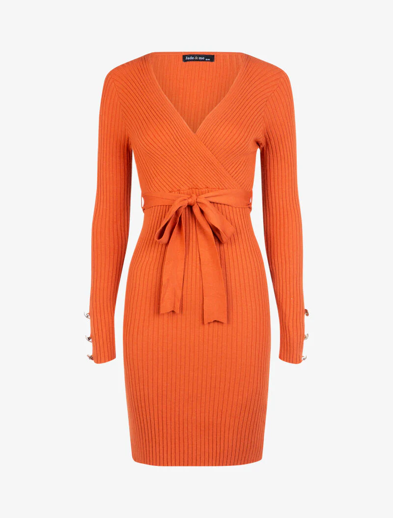 Robe moulante ceinturée - orange
