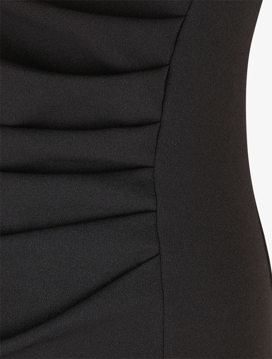 Robe moulante col à découpe stylisée - Noir - Image 3