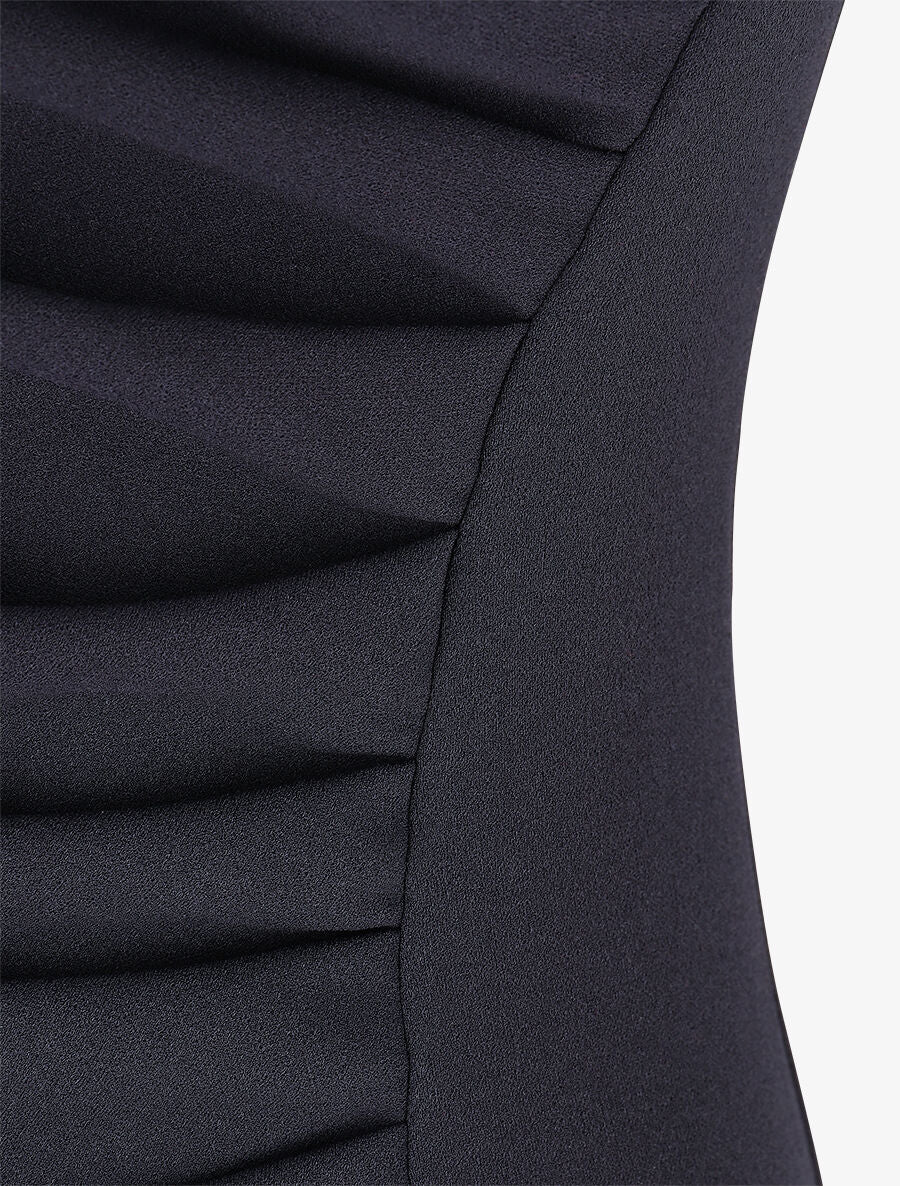 Robe moulante col à découpe stylisée - Marine - Image 3