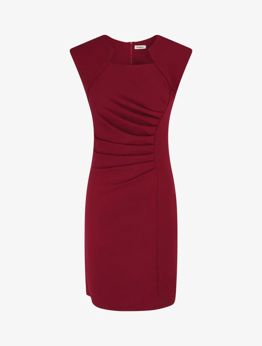 Robe moulante col à découpe stylisée - Lie de vin