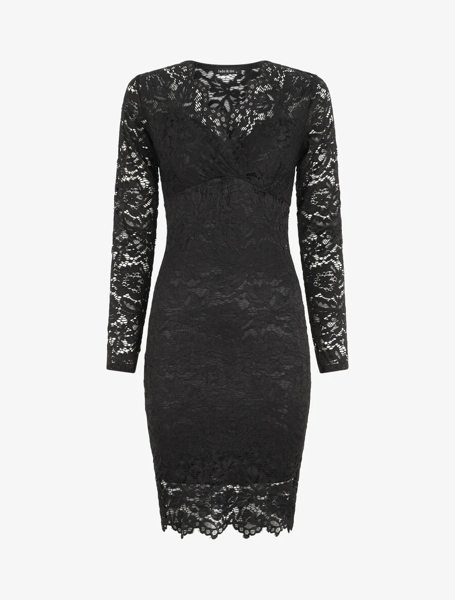 Robe moulante en dentelle - Noir