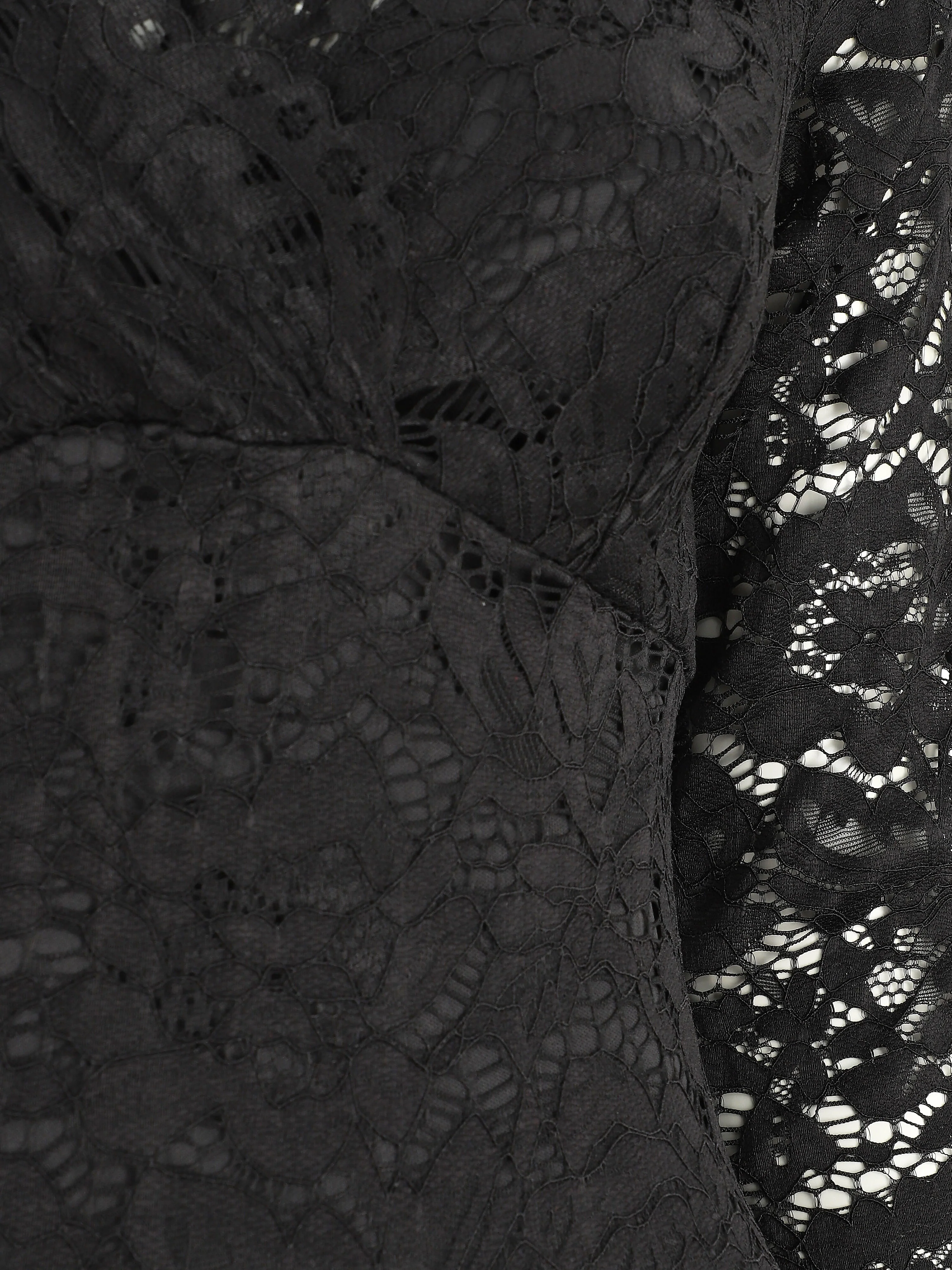 Robe moulante en dentelle - Noir - Image 3