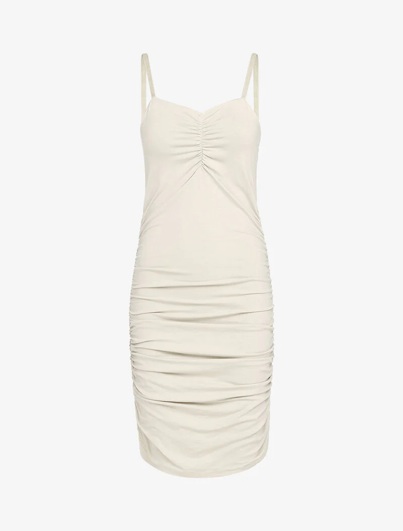 Robe moulante plissée - beige - Image 2