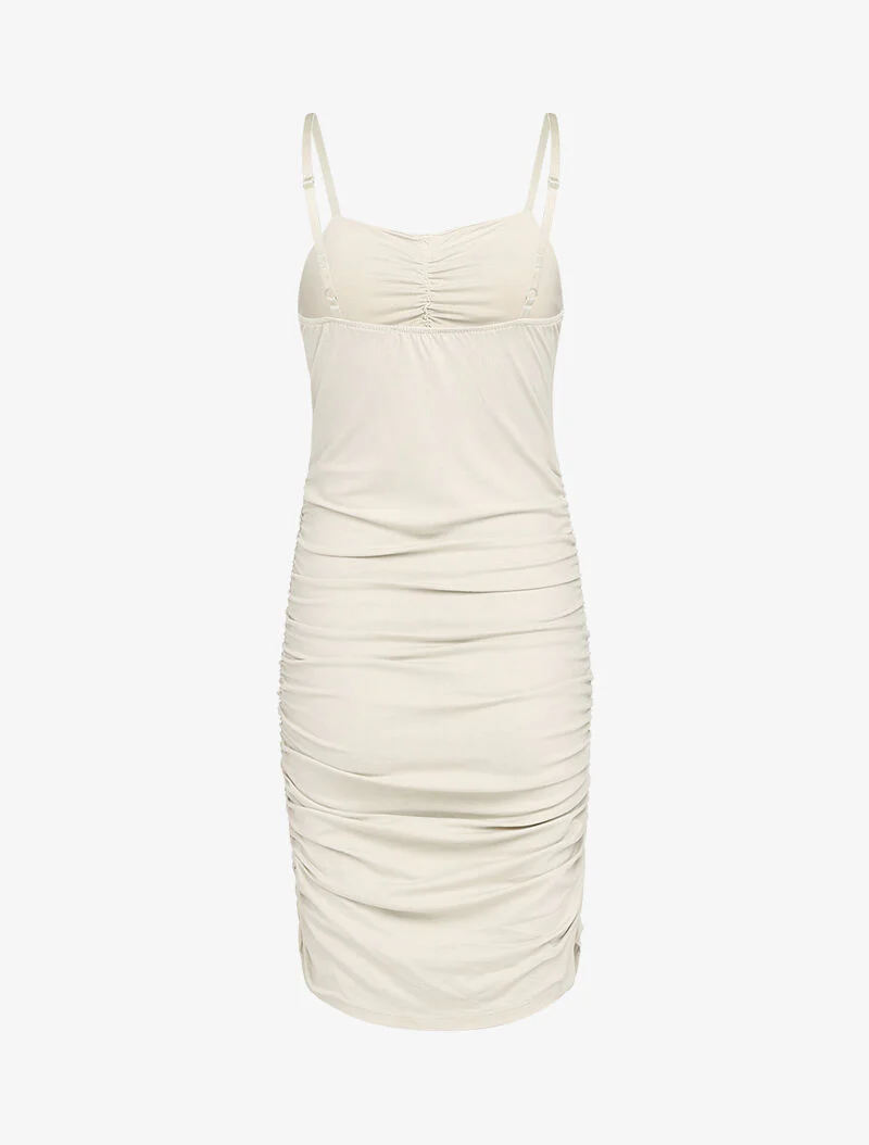 Robe moulante plissée - beige - Image 3