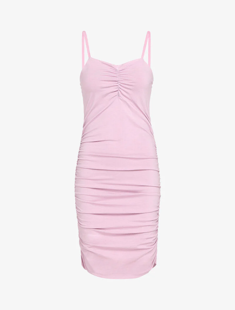 Robe moulante plissée - rose