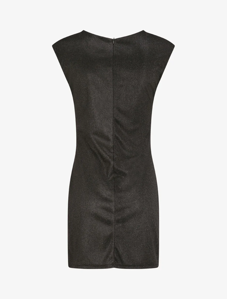 Robe pailletée à col asymétrique et détail drapé - Noir - Image 2