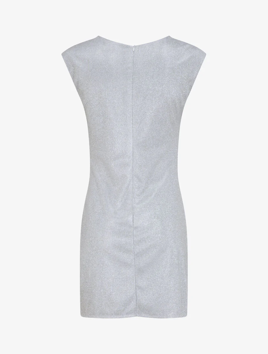 Robe pailletée à col asymétrique et détail drapé - Gris clair - Image 2