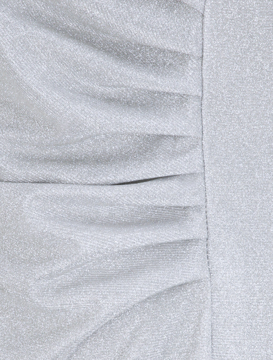 Robe pailletée à col asymétrique et détail drapé - Gris clair - Image 3
