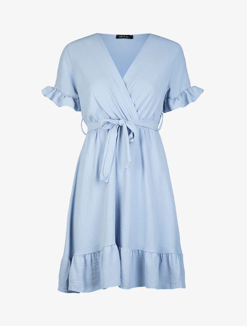 Robe patineuse à bords volantés - bleu ciel