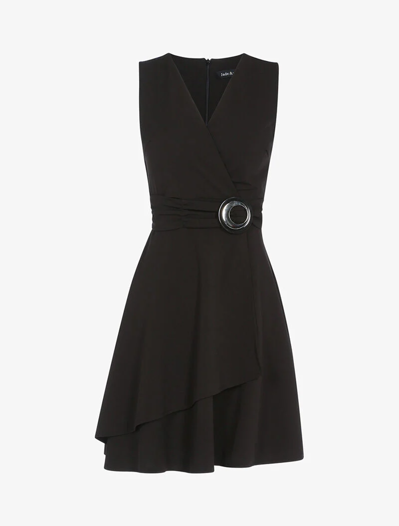 Robe patineuse à boucle contrastante - Noir