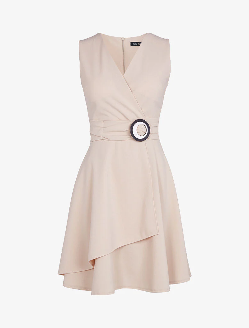 Robe patineuse à boucle contrastante - beige rosé