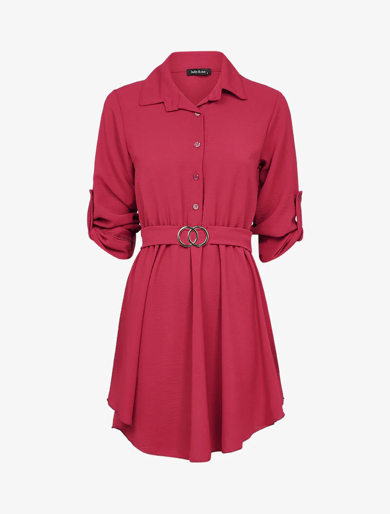 Robe patineuse à boucle dorée stylisée - Bordeaux