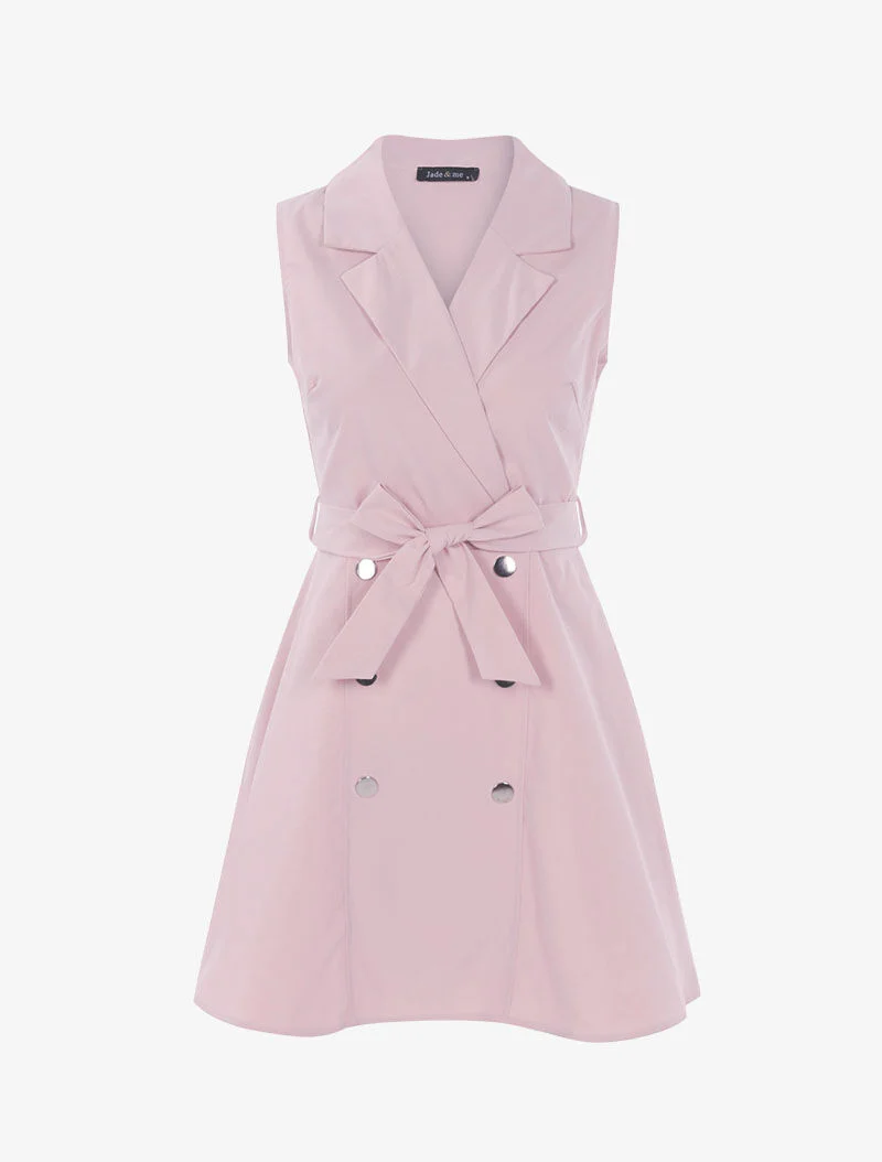 Robe patineuse à boutons décoratifs - rose