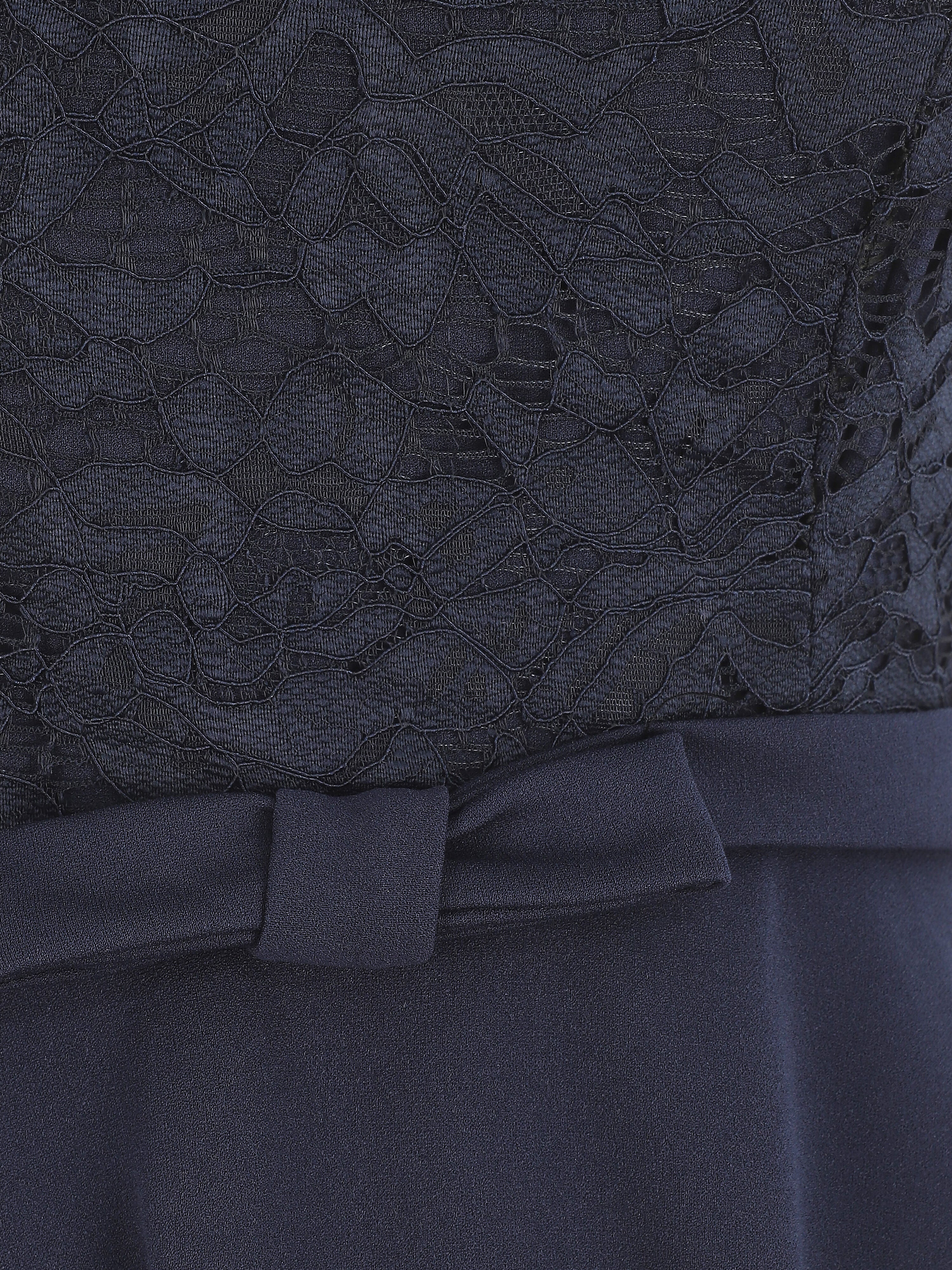 Robe patineuse à buste en dentelle - Marine - Image 3