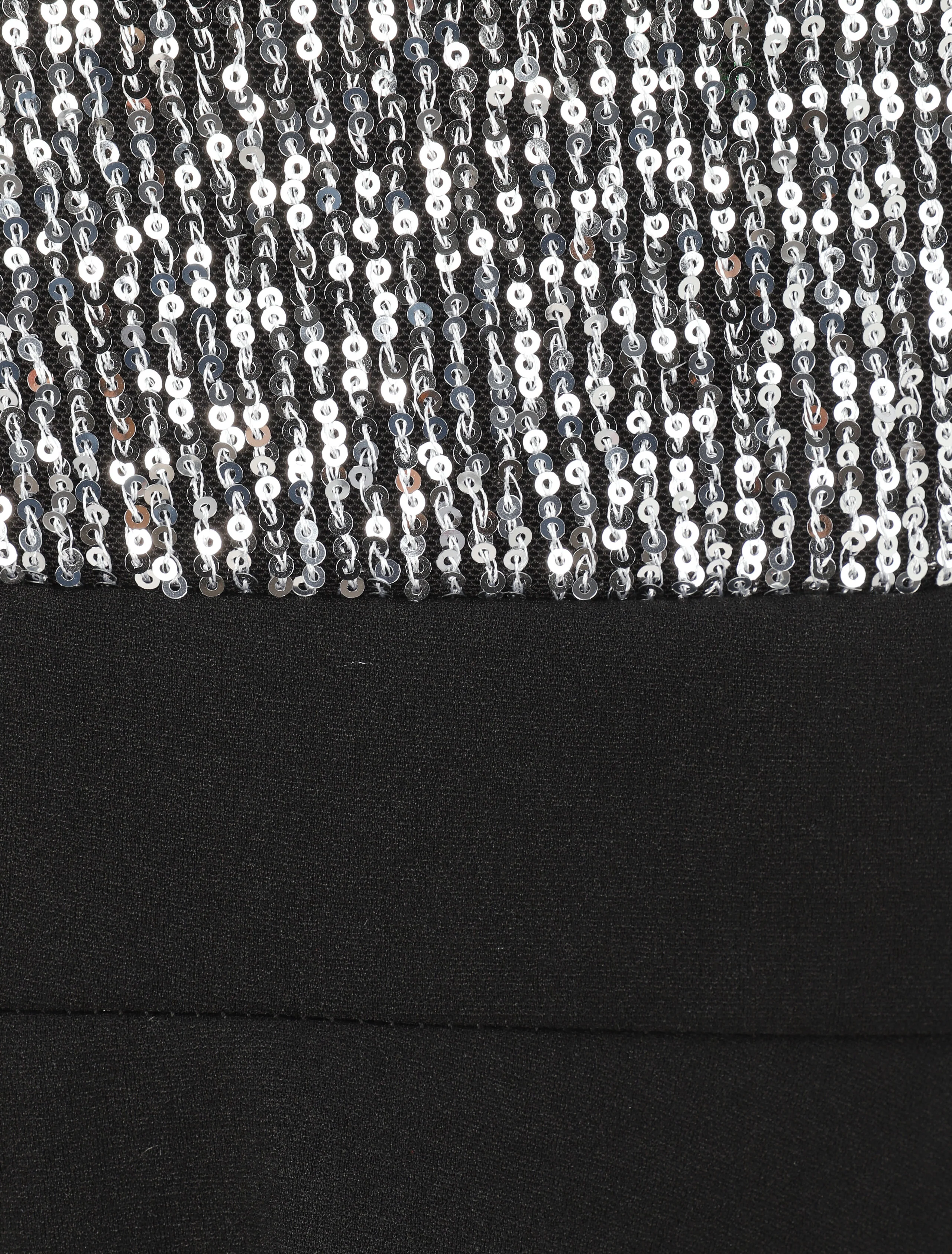 Robe patineuse à buste en sequins - Noir/argent - Image 4