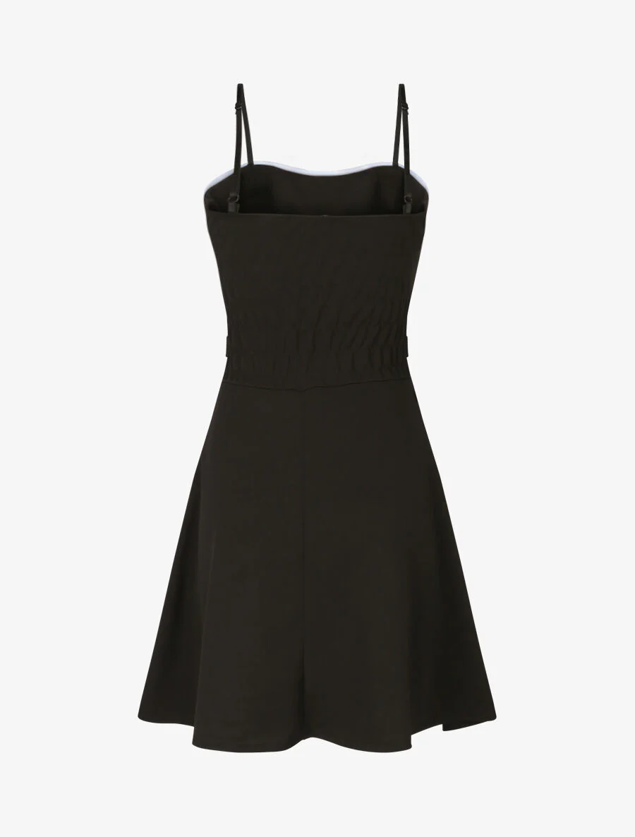 Robe patineuse à buste et taille rayés - Noir - Image 2