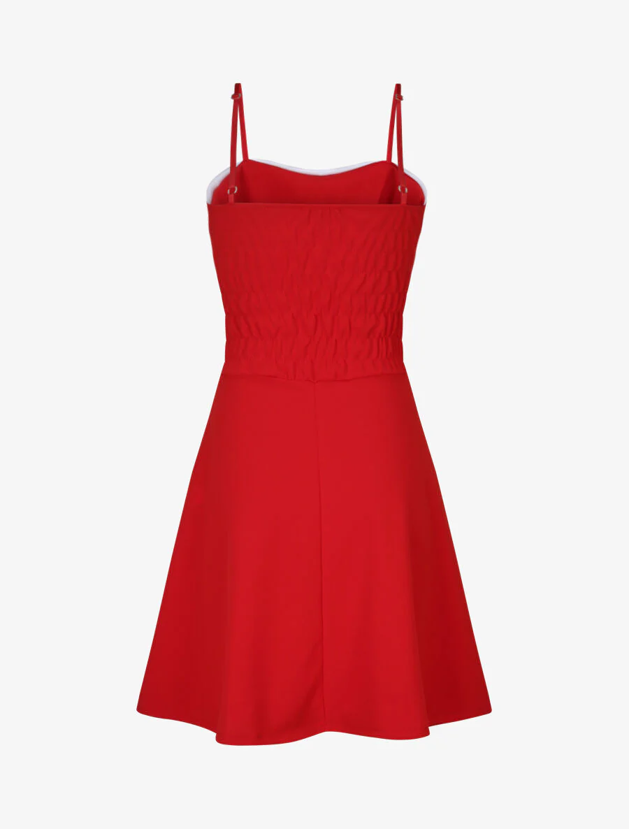 Robe patineuse à buste et taille rayés - Rouge - Image 2
