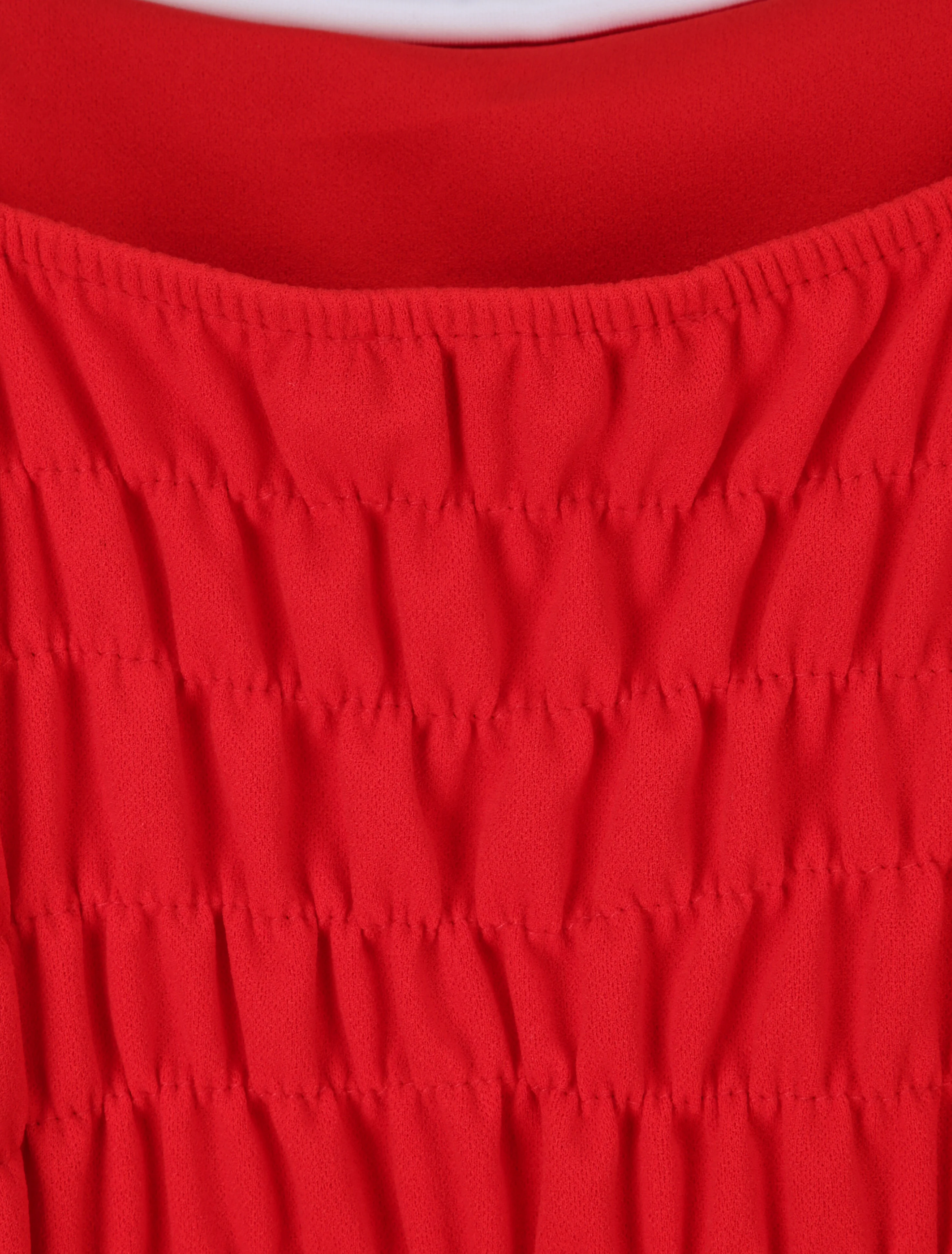 Robe patineuse à buste et taille rayés - Rouge - Image 3