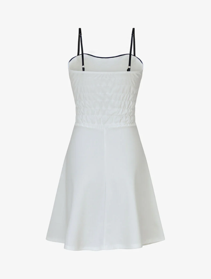 Robe patineuse à buste et taille rayés - Blanc - Image 2