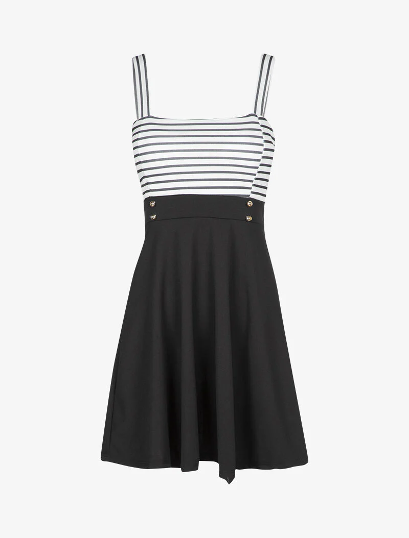Robe patineuse à buste rayé - Noir