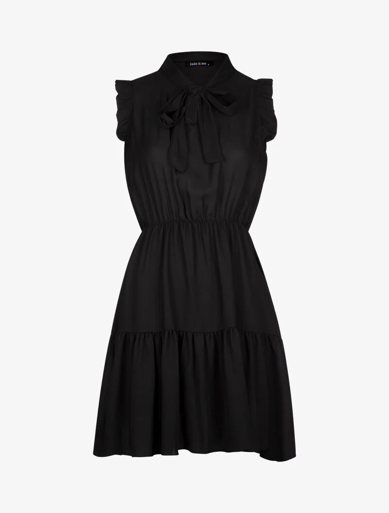 Robe patineuse à emmanchures volantées - noir