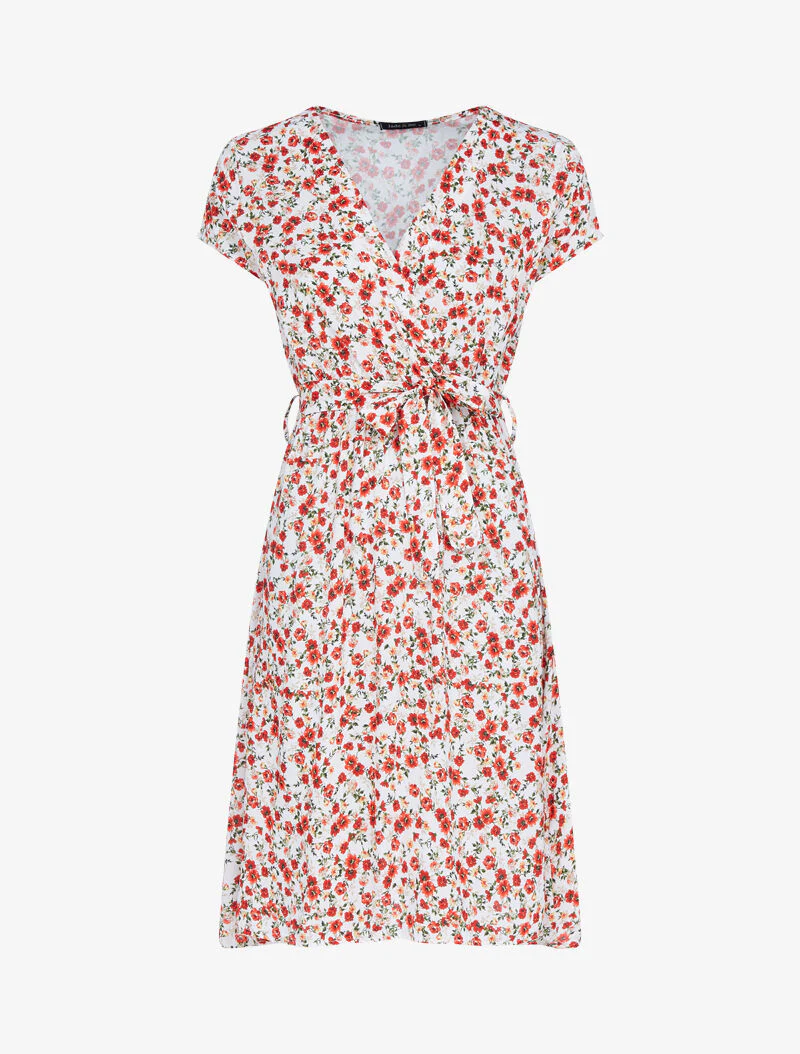 Robe patineuse à imprimé floral - ecru