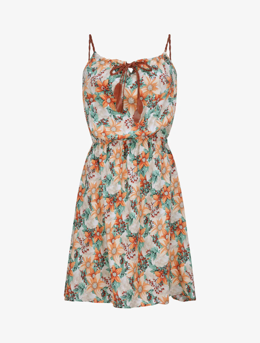 Robe patineuse à imprimé multi-fleurs - Vert