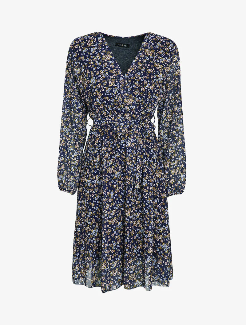 Robe patineuse à imprimé petites fleurs des champs - Marine