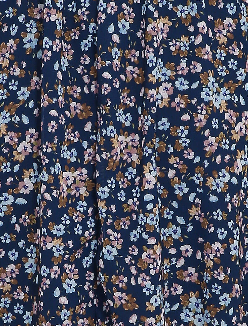 Robe patineuse à imprimé petites fleurs des champs - Marine - Image 3