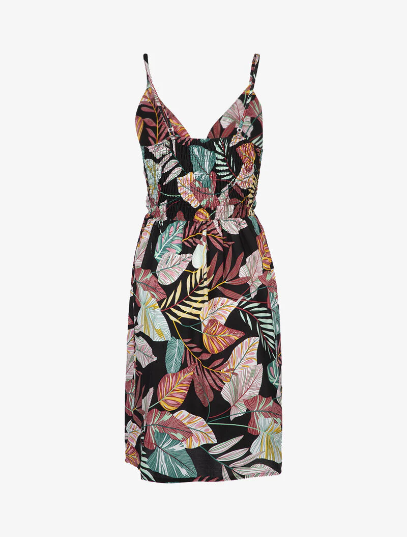 Robe patineuse à imprimé tropical - noir - Image 2