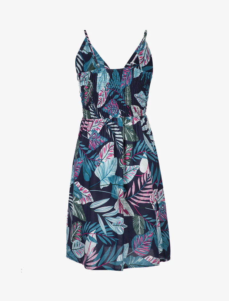 Robe patineuse à imprimé tropical - marine - Image 2
