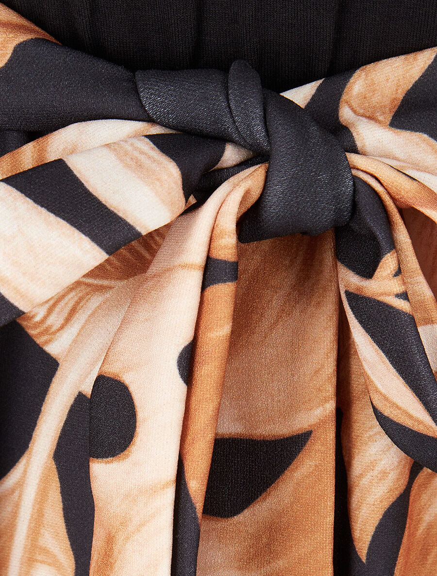 Robe patineuse à jupe imprimé tropical - Noir - Image 3