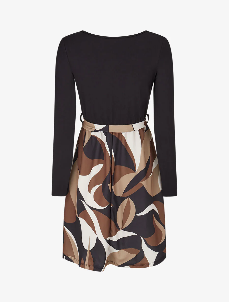 Robe patineuse à jupe imprimée - Noir - Image 2