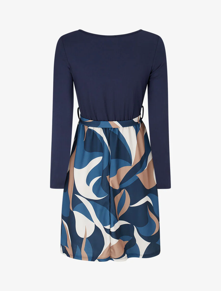 Robe patineuse à jupe imprimée - Marine - Image 2