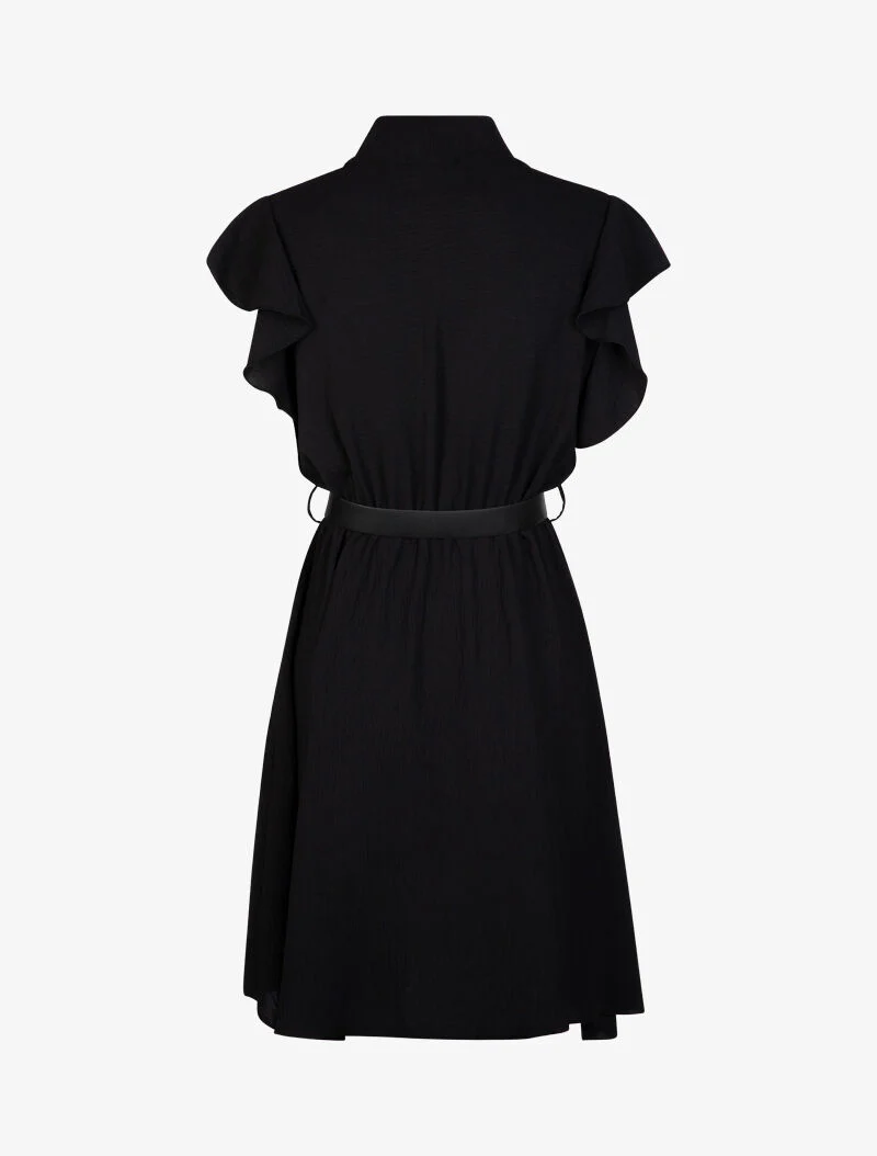 Robe patineuse à mancherons volantés - Noir - Image 2